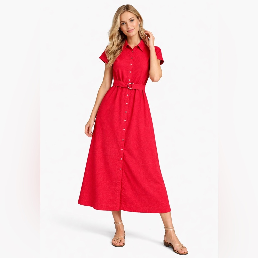 Briley Textured Shirt Dress - Cherry Tomato Color - Like new